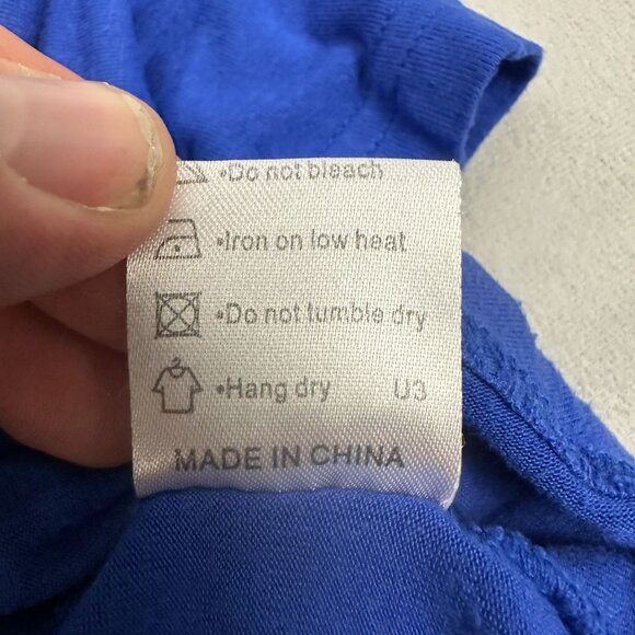 Womens Longyuan Blue Short Sleeve Pleated Top Size XL Rayon & Spandex - Picture 5 of 5